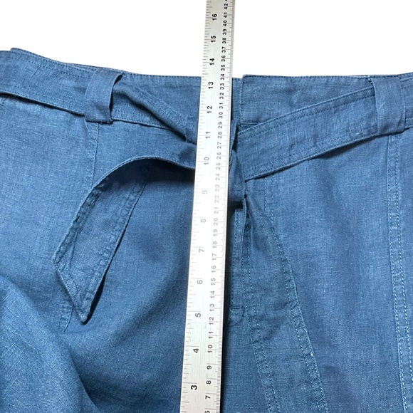 CONTEMPORAINE par SIMONS 100% Organic Linen Wide Leg Cropped Pants w/ Belt Sz 14 - Picture 6 of 9